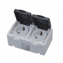 Priza dubla PT, Atom, pentru exterior, IP54, Schuko
